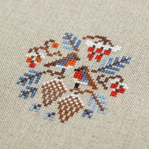 Digital Cross Stitch Ornaments Patterns Winter Birds OwlForest image 4