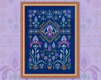 Motif de point de croix numérique &quot;Iris&quot; OwlForest