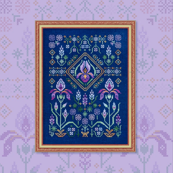 Digital Cross Stitch Pattern “Irises” OwlForest