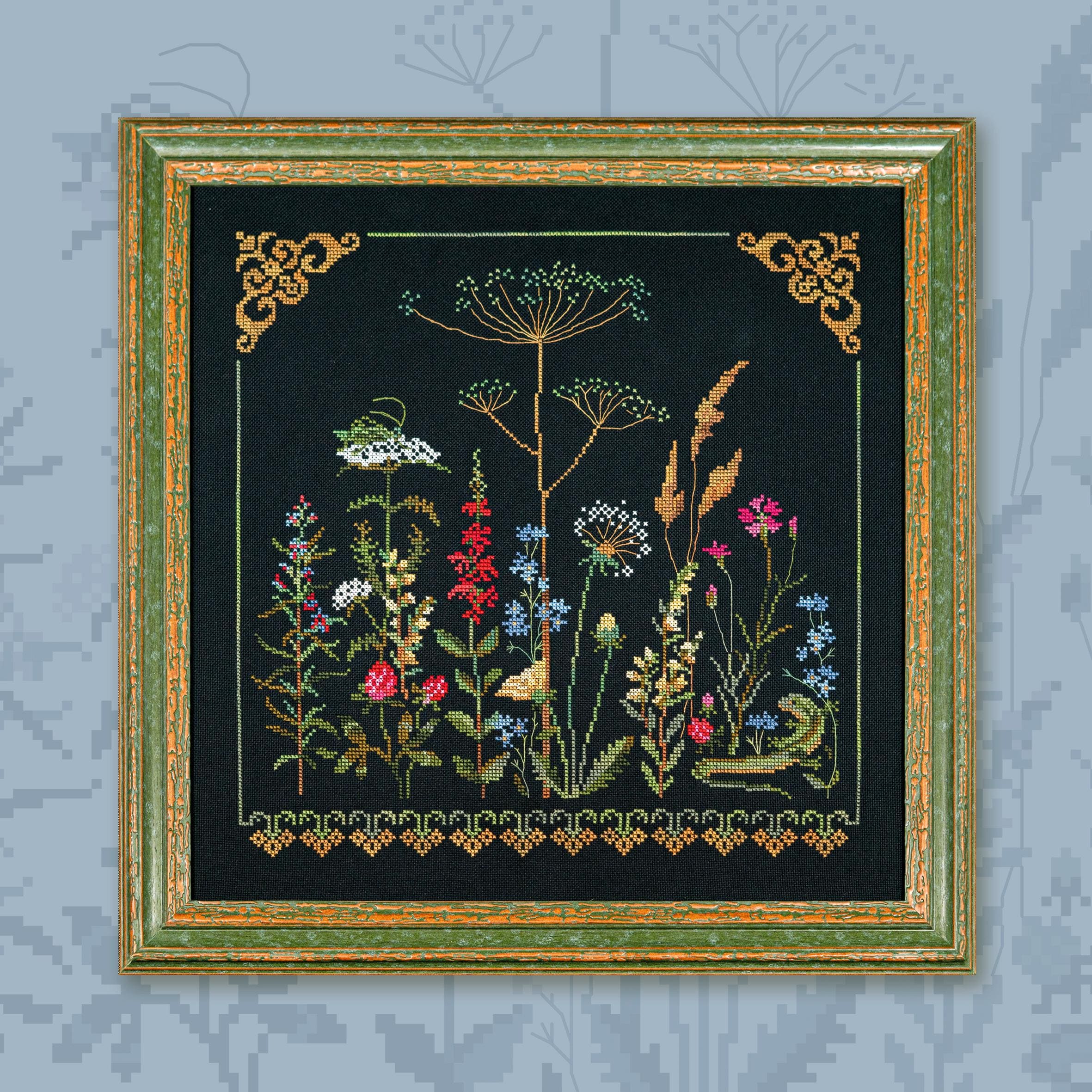 ＊クラリス 様 オーダーページ＊ Digital Cross Stitch Pattern “wild Grasses. Grasshopper” Owlforest