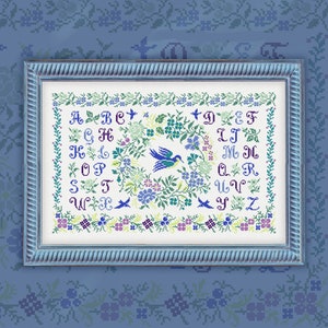Digital Cross Stitch Pattern “Spring Alphabet” Latin Letters, OwlForest