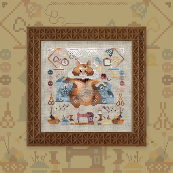 Digital Cross Stitch Pattern “Housekeeping Hamster” OwlForest