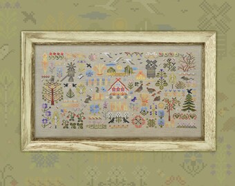 Digital Cross Stitch Pattern “Charmful Meadowland” OwlForest