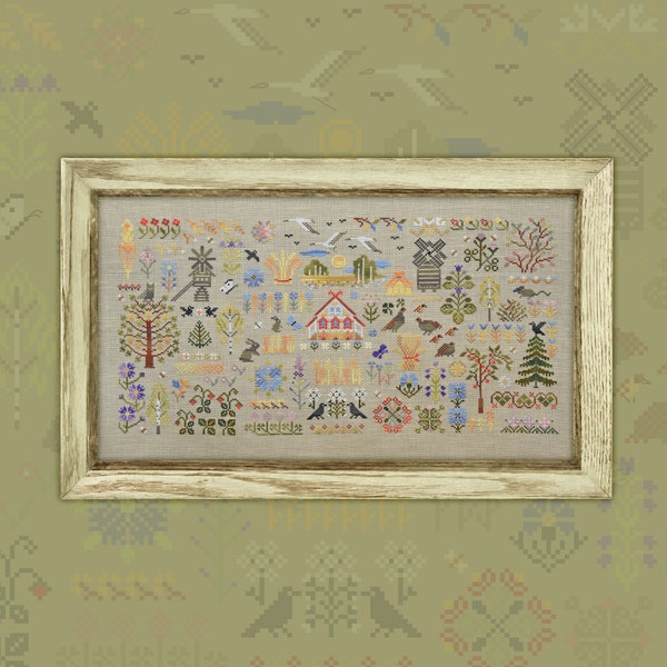 Digital Cross Stitch Pattern “Charmful Meadowland” OwlForest