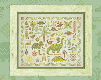 Digitaal kruissteekpatroon “Dinosaur Forest” OwlForest