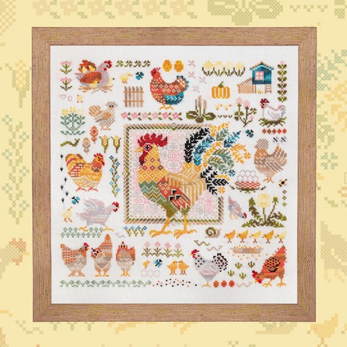 Digital Cross Stitch Pattern “Chicken Yard” OwlForest
