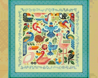 Digital Cross Stitch Pattern “Exotic Birds” OwlForest