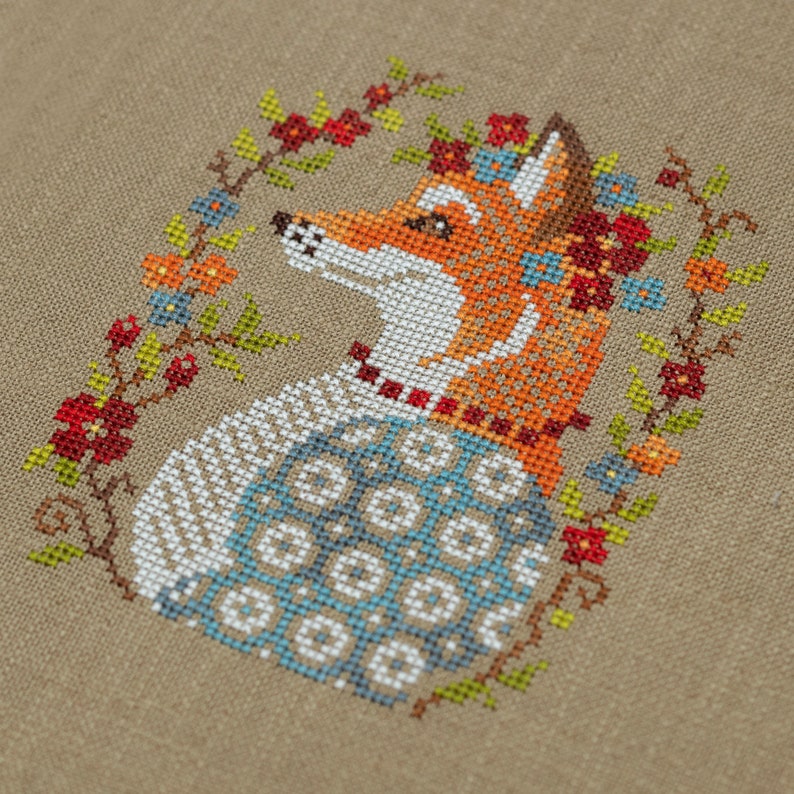 Digital Cross Stitch Pattern “The Fox Portrait” OwlForest image 3