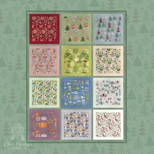 Digital Cross Stitch Pattern “Jointless Patterns” OwlForest