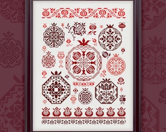 Digital Cross Stitch Pattern “Pomegranate Quaker” OwlForest