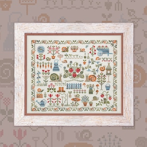 Digital Cross Stitch Pattern “Snail Garden” OwlForest