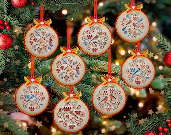 Digital Cross Stitch Ornaments Patterns “ Winter Birds” OwlForest