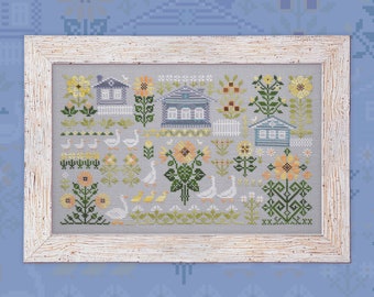 Digital Cross Stitch Pattern “Geese and Sunflowers” OwlForest