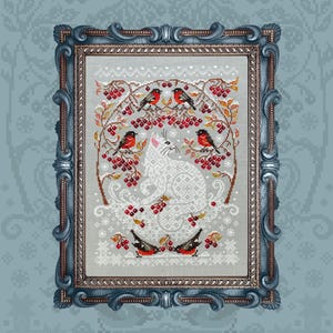 Patrón de punto de cruz digital "Gato de nieve" OwlForest