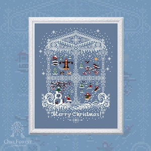 Digital Cross Stitch Pattern “Winter Window” OwlForest