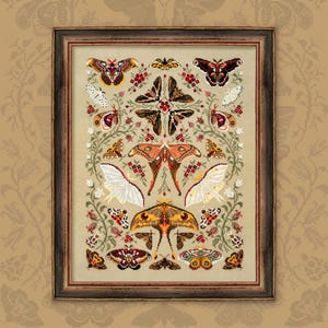 Motif numérique de point de croix « Valse des papillons de nuit » OwlForest