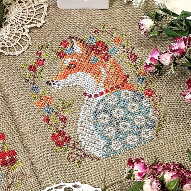 Digital Cross Stitch Pattern “The Fox Portrait” OwlForest image 2