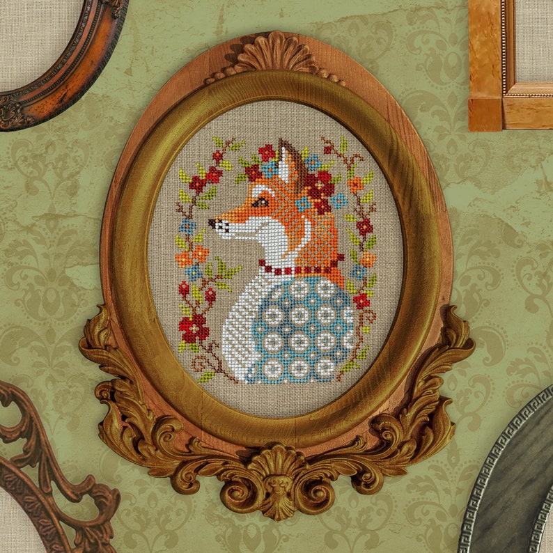 Digital Cross Stitch Pattern “The Fox Portrait” OwlForest image 1