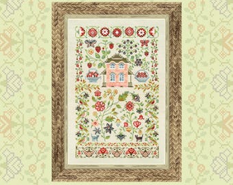 Digital Cross Stitch Pattern “Strawberry House” OwlForest