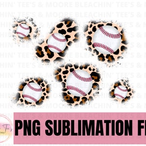 May include: Five white baseballs with red stitching are arranged on a brown and tan leopard print background. The baseballs are surrounded by a white, speckled, paint-like effect.