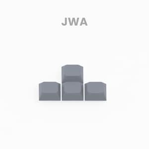 May include: Four gray keycaps arranged in a pyramid shape, with the text "JWA" above them. The keycaps are a solid, muted gray color and have a slightly angled top surface. The word "Render" is at the bottom.