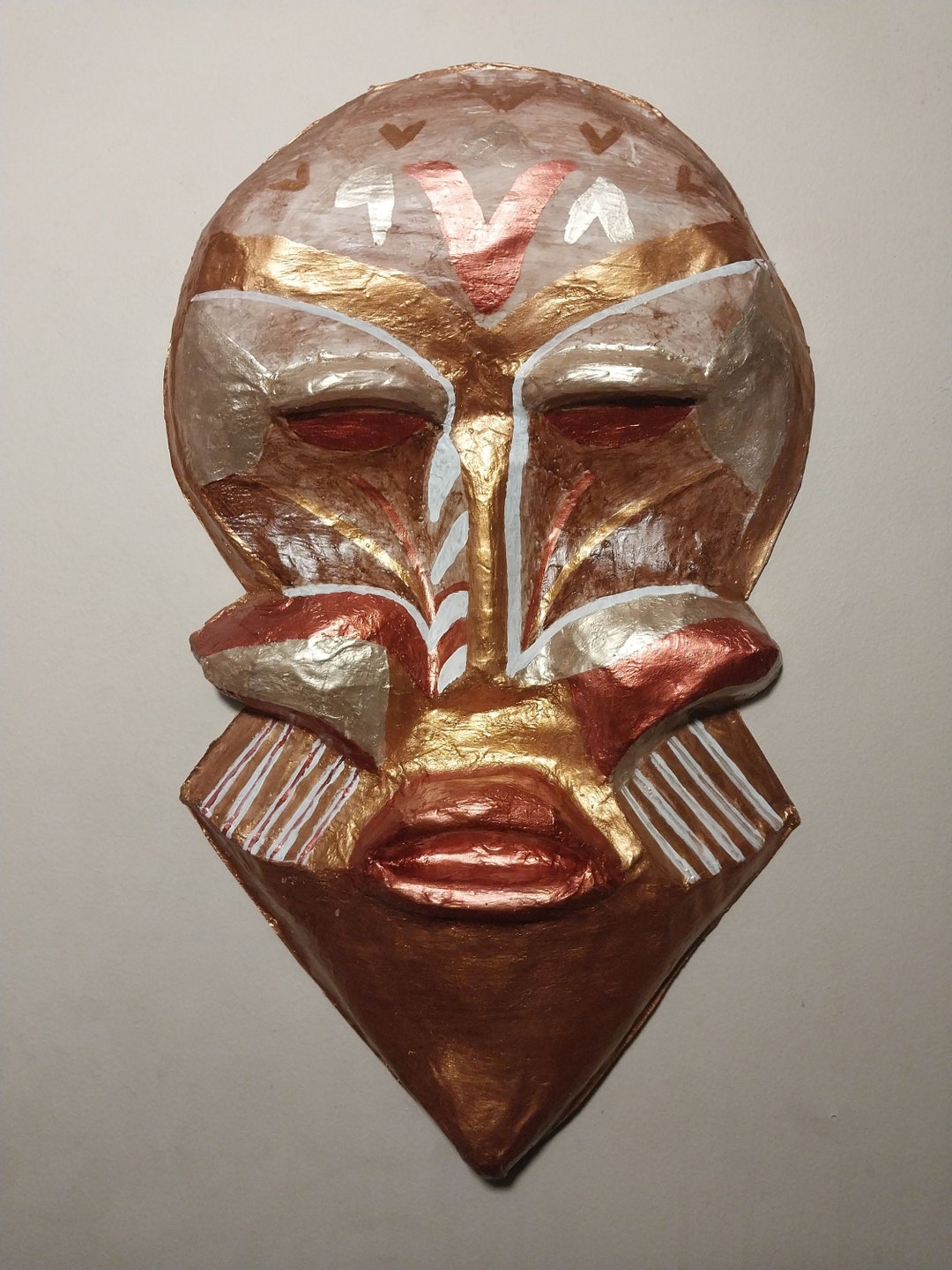 Papiermache Mask Ancient Tribe Wall Decor Etsy