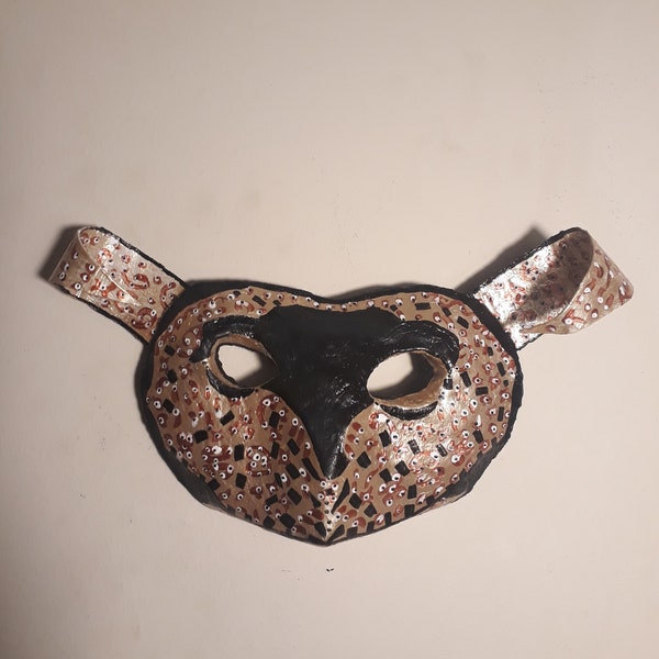 Demi-masque en papier mâché | Chat oriental | Décoration murale