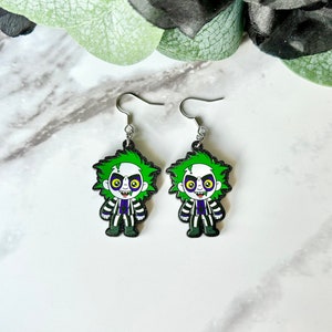 Horror earrings, Beetlejuice earrings, Halloween earrings, Spooky earrings, Horror movie earrings