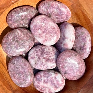 Lepidolite palm stone, Lepidolite palmstone, Palm stone, Crystal palm stone