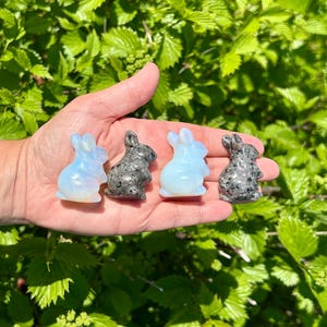 Opalite rabbit carving, Emberlite rabbit carving