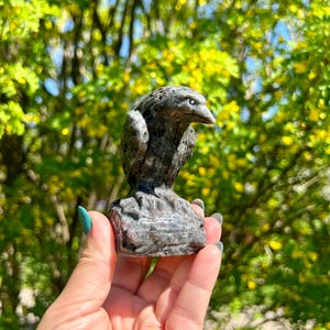 Natural emberlite bird carving