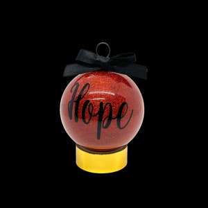 Christmas Glass Round Glitter Hope Holiday Ornament W Ribbon