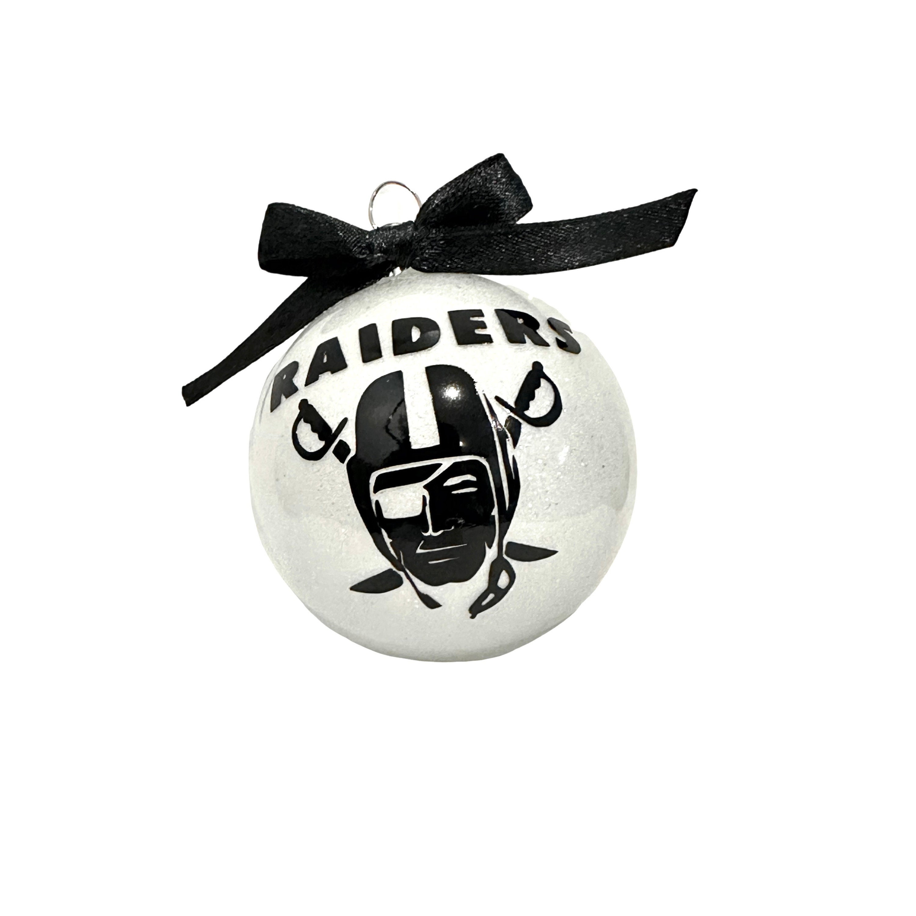 Christmas White and Black Round Glass Glitter Raiders Holiday Tree ...