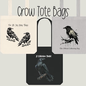 Whimsigoth Raven Tote Bag  Eco-Friendly Canvas Bag for Crow Lovers & Gothic Style