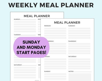 MEAL PLANNER! Weekly Printable Meal Plan (version 5)