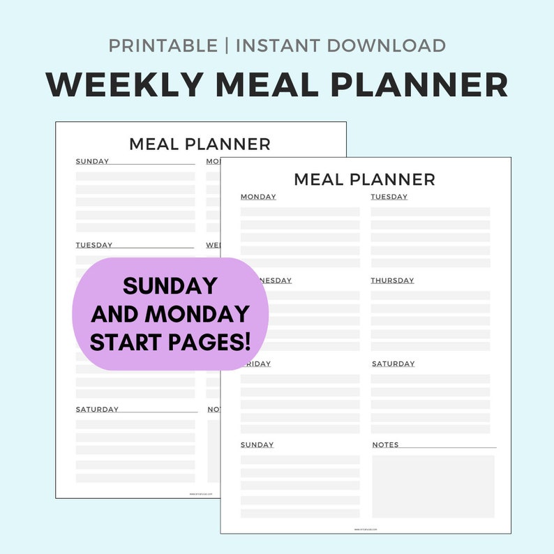 MEAL PLANNER Weekly Printable Meal Plan version 5 image 1