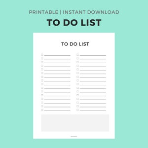 Peut inclure: Une liste de choses à faire imprimable avec deux colonnes de cases à cocher et des lignes pour écrire des tâches. Le titre "TO DO LIST" est en haut de la page.