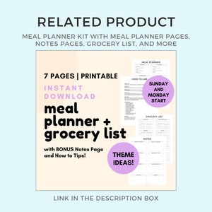 MEAL PLANNER Weekly Printable Meal Plan version 5 image 4