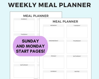 MEAL PLAN! Printable Weekly Meal Planner (version 3)