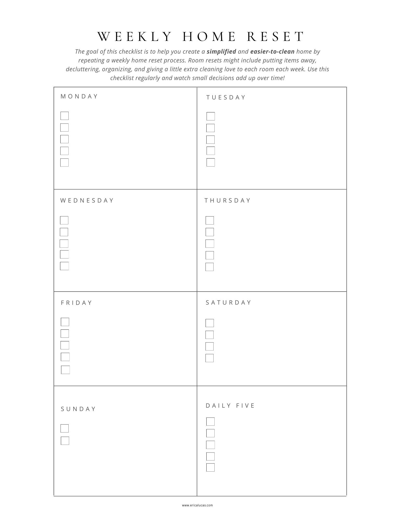 Weekly Declutter WEEKLY Cleaning Checklist to Declutter, Organize, and Clean Your Home ...