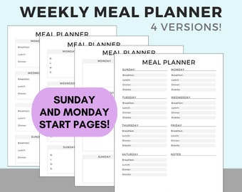 Weekly Meal Planner Weekly Planner Meal Plan Printable Planner Weekly Printable Meal Planner Printable Meal Plan Printable