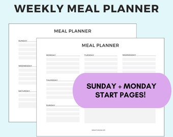 Weekly Planner for Meals (in Landscape Format)!