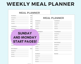 MEAL PLAN! Weekly Meal Planner Printable (version 4)