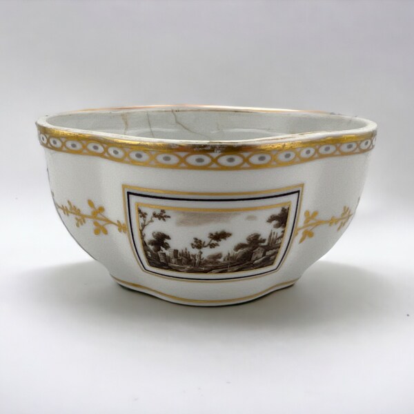 2 Bols Coquilles Richard Ginori Fiesole Anse Bord Doré - Porcelaine Italienne Vintage