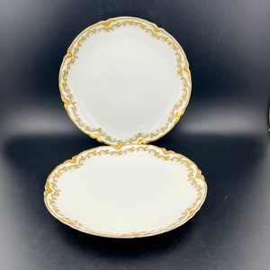 Haviland & Co, Limoges France, Clover Leaf Pattern - Coupe Bread and Butter Plate (Pair)