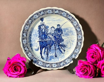 Vintage Royal Sphinx Petrus Regout Maastricht Delfts Large Charger Plate, 16.25&quot;