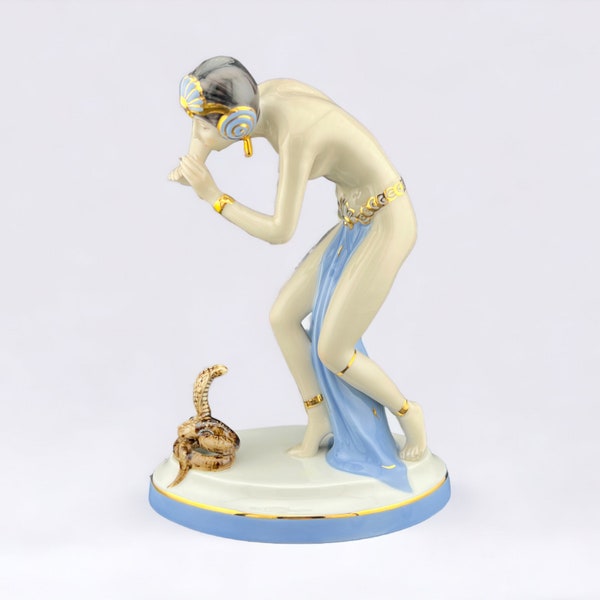 Royal Dux Snake Charmer, Beautiful Porcelain Sculpture, Missing Horn