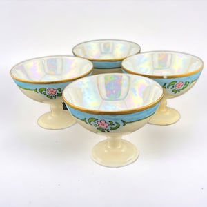Antique Hand Painted EPIAG ROYAL Sorbet Cups with an Iridescence Finish, set of 4
