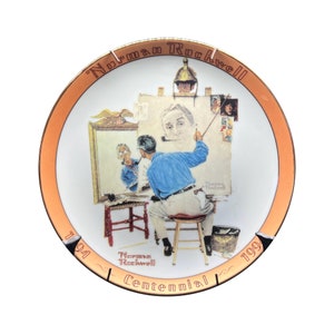Norman Rockwell Commemorative Stamps Collector Plate - &quot;Triple Self Portrait&quot;