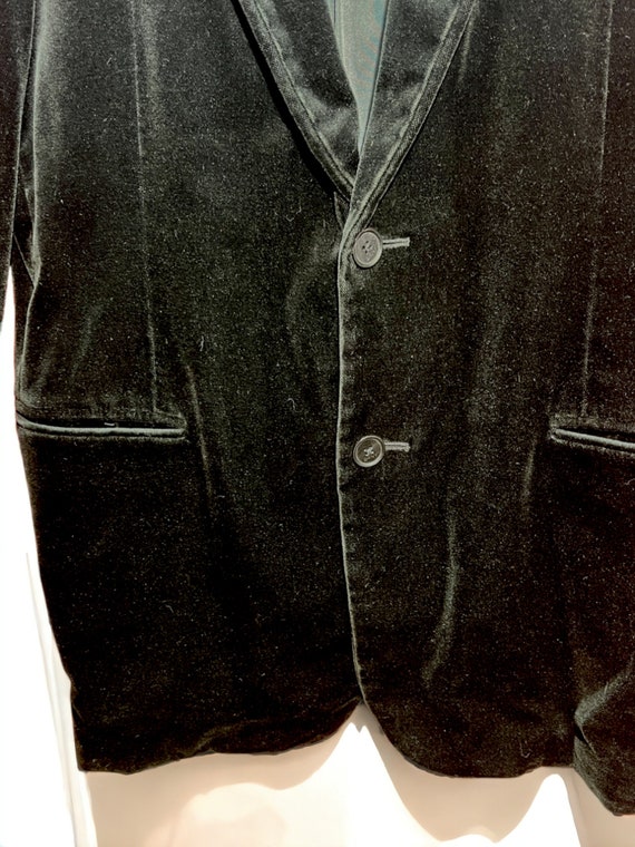 Vintage Men's Black Velvet Velour Jacket Blazer C… - image 5